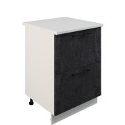 Шкаф нижний с ящиками ШНГ2Я 600 Корпус: ЛДСП белый 16мм; фасад: фрезеровка Нувель, МДФ бетон черный 16мм