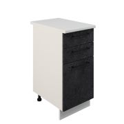 Шкаф нижний с ящиками ШН3Я 400 Корпус: ЛДСП белый 16мм; фасад: фрезеровка Нувель, МДФ бетон черный 16мм