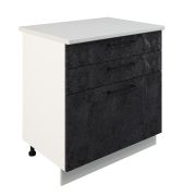 Шкаф нижний с ящиками ШН3Я 800 Корпус: ЛДСП белый 16мм; фасад: фрезеровка Нувель, МДФ бетон черный 16мм