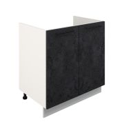 Шкаф нижний под мойку ШНМ 800 Корпус: ЛДСП белый 16мм; фасад: фрезеровка Нувель, МДФ бетон черный 16мм