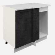 Шкаф нижний угловой  ШНУП 1000 Корпус: ЛДСП белый 16мм; фасад: фрезеровка Нувель, МДФ бетон черный 16мм