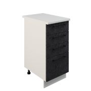 Шкаф нижний с ящиками ШНЯ 400 Корпус: ЛДСП белый 16мм; фасад: фрезеровка Нувель, МДФ бетон черный 16мм