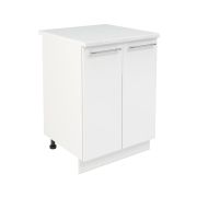 Шкаф нижний ШН 600 Корпус: ЛДСП белый 16мм; фасад: фрезеровка Олива, МДФ глянец белый 16мм