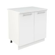 Шкаф нижний ШН 800 Корпус: ЛДСП белый 16мм; фасад: фрезеровка Олива, МДФ глянец белый 16мм