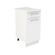 Шкаф нижний с ящиком ШН1Я 400 Корпус: ЛДСП белый 16мм; фасад: фрезеровка Олива, МДФ глянец белый 16мм