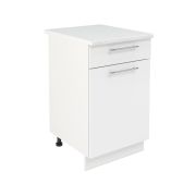 Шкаф нижний с ящиком ШН1Я 500 Корпус: ЛДСП белый 16мм; фасад: фрезеровка Олива, МДФ глянец белый 16мм