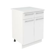 Шкаф нижний с ящиками ШН2Я 600 Корпус: ЛДСП белый 16мм; фасад: фрезеровка Олива, МДФ глянец белый 16мм