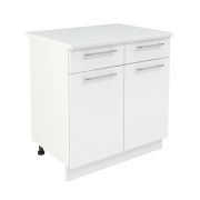 Шкаф нижний с ящиками ШН2Я 800 Корпус: ЛДСП белый 16мм; фасад: фрезеровка Олива, МДФ глянец белый 16мм