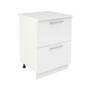 Шкаф нижний с ящиками ШНГ2Я 600 Корпус: ЛДСП белый 16мм; фасад: фрезеровка Олива, МДФ глянец белый 16мм