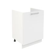 Шкаф нижний под мойку ШНМ 600-1 Корпус: ЛДСП белый 16мм; фасад: фрезеровка Олива, МДФ глянец белый 16мм