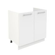 Шкаф нижний под мойку ШНМ 800 Корпус: ЛДСП белый 16мм; фасад: фрезеровка Олива, МДФ глянец белый 16мм