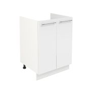 Шкаф нижний под мойку ШНМ 600 Корпус: ЛДСП белый 16мм; фасад: фрезеровка Олива, МДФ глянец белый 16мм