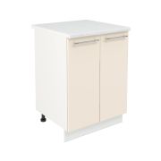 Шкаф нижний ШН 600 Корпус: ЛДСП белый 16мм; фасад: фрезеровка Олива, МДФ глянец ваниль 16мм