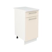 Шкаф нижний с ящиком ШН1Я 400 Корпус: ЛДСП белый 16мм; фасад: фрезеровка Олива, МДФ глянец ваниль 16мм