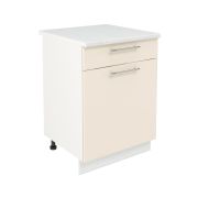 Шкаф нижний с ящиком ШН1Я 600 Корпус: ЛДСП белый 16мм; фасад: фрезеровка Олива, МДФ глянец ваниль 16мм