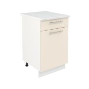 Шкаф нижний с ящиком ШН1Я 500 Корпус: ЛДСП белый 16мм; фасад: фрезеровка Олива, МДФ глянец ваниль 16мм