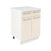 Шкаф нижний с ящиками ШН2Я 600 Корпус: ЛДСП белый 16мм; фасад: фрезеровка Олива, МДФ глянец ваниль 16мм