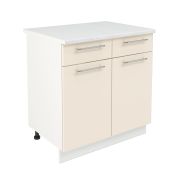 Шкаф нижний с ящиками ШН2Я 800 Корпус: ЛДСП белый 16мм; фасад: фрезеровка Олива, МДФ глянец ваниль 16мм