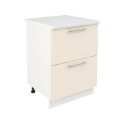 Шкаф нижний с ящиками ШНГ2Я 600 Корпус: ЛДСП белый 16мм; фасад: фрезеровка Олива, МДФ глянец ваниль 16мм