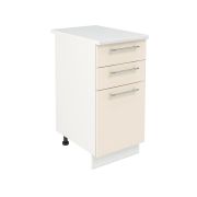 Шкаф нижний с ящиками ШН3Я 400 Корпус: ЛДСП белый 16мм; фасад: фрезеровка Олива, МДФ глянец ваниль 16мм