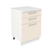 Шкаф нижний с ящиками ШН3Я 600 Корпус: ЛДСП белый 16мм; фасад: фрезеровка Олива, МДФ глянец ваниль 16мм