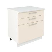 Шкаф нижний с ящиками ШН3Я 800 Корпус: ЛДСП белый 16мм; фасад: фрезеровка Олива, МДФ глянец ваниль 16мм