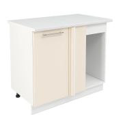 Шкаф нижний угловой  ШНУП 1000 Корпус: ЛДСП белый 16мм; фасад: фрезеровка Олива, МДФ глянец ваниль 16мм