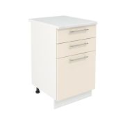 Шкаф нижний с ящиками ШН3Я 500 Корпус: ЛДСП белый 16мм; фасад: фрезеровка Олива, МДФ глянец ваниль 16мм