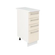 Шкаф нижний с ящиками ШНЯ 300 Корпус: ЛДСП белый 16мм; фасад: фрезеровка Олива, МДФ глянец ваниль 16мм