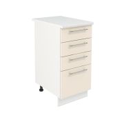 Шкаф нижний с ящиками ШНЯ 400 Корпус: ЛДСП белый 16мм; фасад: фрезеровка Олива, МДФ глянец ваниль 16мм