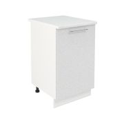 Шкаф нижний ШН 500 Корпус: ЛДСП белый 16мм; фасад: фрезеровка Олива, МДФ металлик белый 16мм