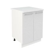 Шкаф нижний ШН 600 Корпус: ЛДСП белый 16мм; фасад: фрезеровка Олива, МДФ металлик белый 16мм