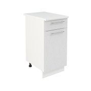 Шкаф нижний с ящиком ШН1Я 400 Корпус: ЛДСП белый 16мм; фасад: фрезеровка Олива, МДФ металлик белый 16мм