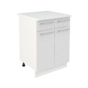 Шкаф нижний с ящиками ШН2Я 600 Корпус: ЛДСП белый 16мм; фасад: фрезеровка Олива, МДФ металлик белый 16мм