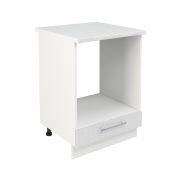 Шкаф нижний духовой ШНД 600 Корпус: ЛДСП белый 16мм; фасад: фрезеровка Олива, МДФ металлик белый 16мм