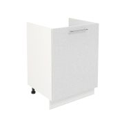 Шкаф нижний под мойку ШНМ 600-1 Корпус: ЛДСП белый 16мм; фасад: фрезеровка Олива, МДФ металлик белый 16мм