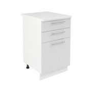 Шкаф нижний с ящиками ШН3Я 500 Корпус: ЛДСП белый 16мм; фасад: фрезеровка Олива, МДФ металлик белый 16мм