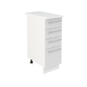 Шкаф нижний с ящиками ШНЯ 300 Корпус: ЛДСП белый 16мм; фасад: фрезеровка Олива, МДФ металлик белый 16мм