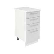 Шкаф нижний с ящиками ШНЯ 400 Корпус: ЛДСП белый 16мм; фасад: фрезеровка Олива, МДФ металлик белый 16мм