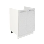 Шкаф нижний под мойку ШНМ 600 Корпус: ЛДСП белый 16мм; фасад: фрезеровка Олива, МДФ металлик белый 16мм