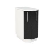 Шкаф нижний торцевой ШНТ 360 Корпус: ЛДСП белый 16мм; фасад: фрезеровка Олива, МДФ металлик черный 16мм