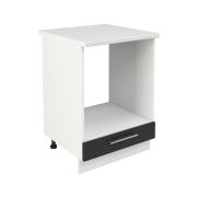 Шкаф нижний духовой ШНД 600 Корпус: ЛДСП белый 16мм; фасад: фрезеровка Олива, МДФ металлик черный 16мм