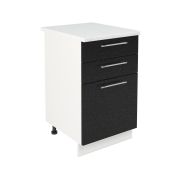 Шкаф нижний с ящиками ШН3Я 500 Корпус: ЛДСП белый 16мм; фасад: фрезеровка Олива, МДФ металлик черный 16мм