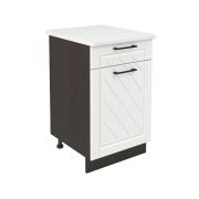 Шкаф нижний с ящиком ШН1Я 500 Корпус: ЛДСП венге 16мм; фасад: фрезеровка Барселона, МДФ белое дерево 16мм