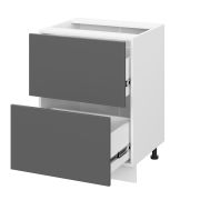 Шкаф нижний с ящиками ШНГ2Я 600 Корпус: ЛДСП венге 16мм; фасад: фрезеровка Барселона, МДФ белое дерево 16мм