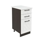 Шкаф нижний с ящиками ШН3Я 400 Корпус: ЛДСП венге 16мм; фасад: фрезеровка Барселона, МДФ белое дерево 16мм