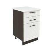 Шкаф нижний с ящиками ШН3Я 500 Корпус: ЛДСП венге 16мм; фасад: фрезеровка Барселона, МДФ белое дерево 16мм