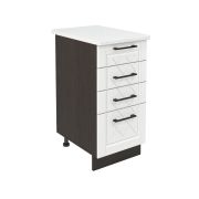 Шкаф нижний с ящиками ШНЯ 400 Корпус: ЛДСП венге 16мм; фасад: фрезеровка Барселона, МДФ белое дерево 16мм