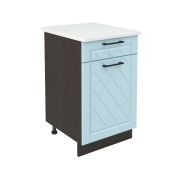 Шкаф нижний с ящиком ШН1Я 500 Корпус: ЛДСП венге 16мм; фасад: фрезеровка Барселона, МДФ голубой тик 16мм