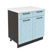 Шкаф нижний с ящиками ШН2Я 800 Корпус: ЛДСП венге 16мм; фасад: фрезеровка Барселона, МДФ голубой тик 16мм